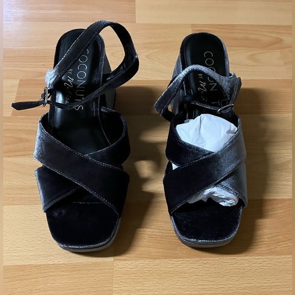 Gray Velvet Coconuts By Matisse/Block Heel Robin Platform Sandals Size 7 NWOT - Picture 8 of 11